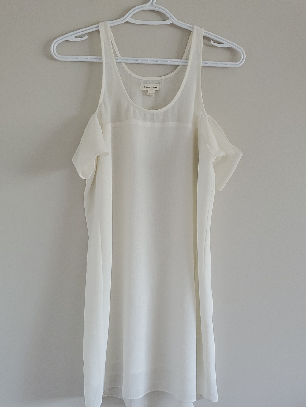 silence + noise Cream Cold Shoulder Textured Mini Dress Sz XS Wedding Evening